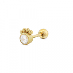 Oorpiercing van Stainless steel Roestvrij staal (RVS) round with spheres Gold