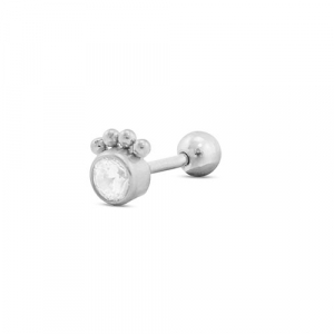 Oorpiercing van Stainless steel Roestvrij staal (RVS) round with spheres Silver