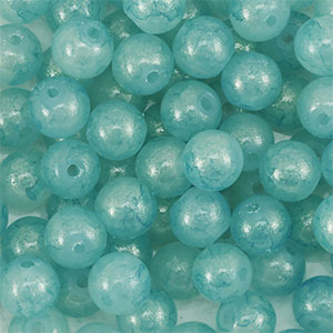 Glaskralen met glitters 8 mm Turquoise blue-gold