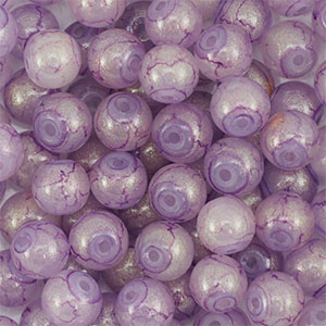 Glaskralen met glitters 6 mm Purple-gold