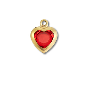 Bedels van Stainless steel Roestvrij staal (RVS) heart Gold-red