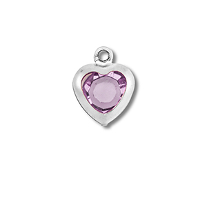 Bedels van Stainless steel Roestvrij staal (RVS) heart Silver-light pink