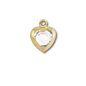 Bedels van Stainless steel Roestvrij staal (RVS) heart Gold-transparent