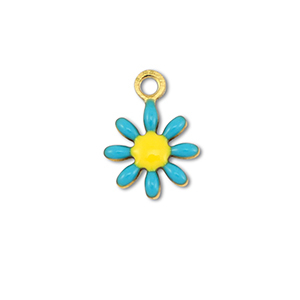 Bedels van Stainless steel Roestvrij staal (RVS) flower Gold-blue-yellow