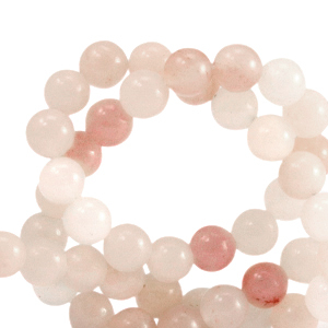 Kralen natuursteen kwarts 6mm Peachy-off white