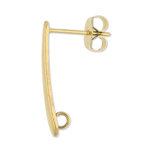 Benodigdheden van Stainless steel Roestvrij staal (RVS) oorbellen / oorsteker oblong with loop Gold