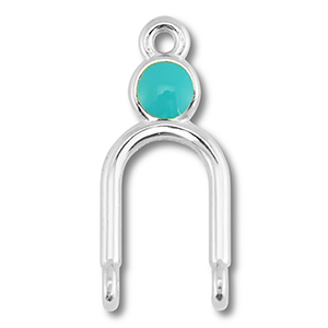 Metaal bedels DQ tussenstuk Antiek zilver (nikkelvrij)-turquoise blue