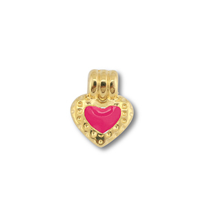 Metaal bedels DQ heart Goud (nikkelvrij)-magenta