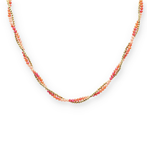 Kettingen van Stainless steel Roestvrij staal (RVS) top faceted beads Gold-orange-nude beige