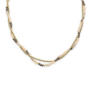 Kettingen van Stainless steel Roestvrij staal (RVS) top faceted beads Gold-beige-brown