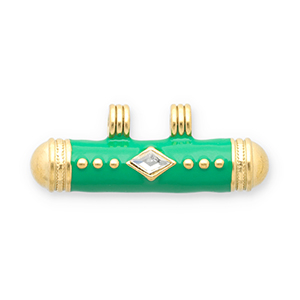 Message bead bedels van Stainless steel Roestvrij staal (RVS) Gold-green-transparent