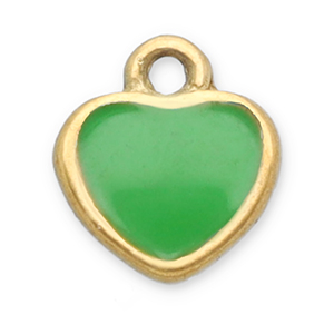 Bedels van Stainless steel Roestvrij staal (RVS) heart Gold-light green