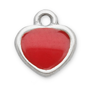 Bedels van Stainless steel Roestvrij staal (RVS) heart Silver-red
