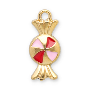 Bedels van Stainless steel Roestvrij staal (RVS) candy Gold-red-pink