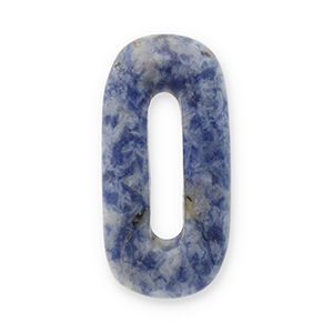 Hangers van natuursteen sodaliet en microklien ovaal Blue-white