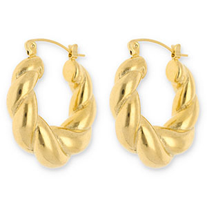 Oorbellen van Stainless steel Roestvrij staal (RVS) creolen twisted Gold