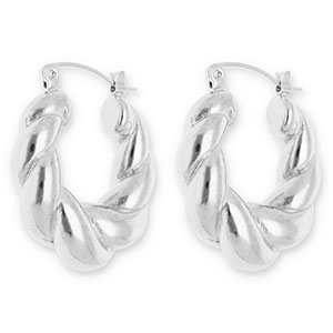 Oorbellen van Stainless steel Roestvrij staal (RVS) creolen twisted Silver