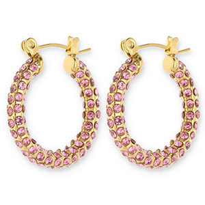 Oorbellen van Stainless steel Roestvrij staal (RVS) creolen with strass Gold-pink