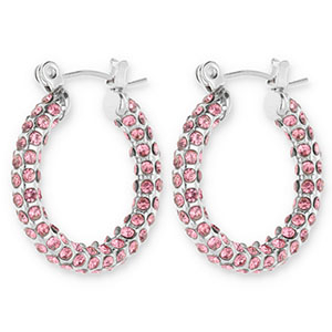 Oorbellen van Stainless steel Roestvrij staal (RVS) creolen with strass Silver-pink