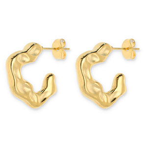 Oorbellen van Stainless steel Roestvrij staal (RVS) oorstekers irregular Gold