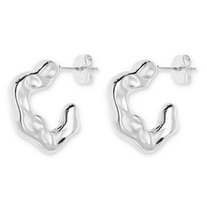 Oorbellen van Stainless steel Roestvrij staal (RVS) oorstekers irregular Silver