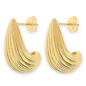 Oorbellen van Stainless steel Roestvrij staal (RVS) oorstekers drop Gold