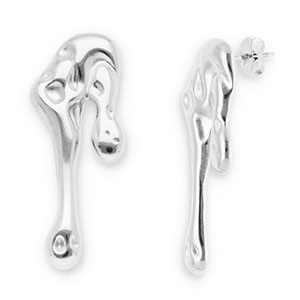 Oorbellen van Stainless steel Roestvrij staal (RVS) oorstekers drops Silver