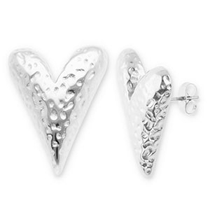 Oorbellen van Stainless steel Roestvrij staal (RVS) oorstekers heart Silver