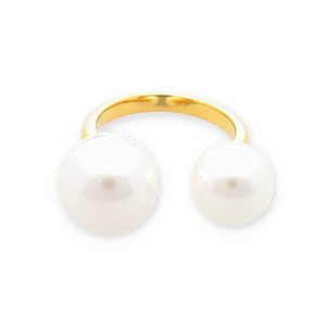 Ringen van Stainless steel Roestvrij staal (RVS) pearls Gold-white