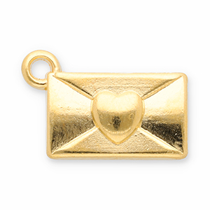 Metaal bedels DQ envelope with heart Goud (nikkelvrij)