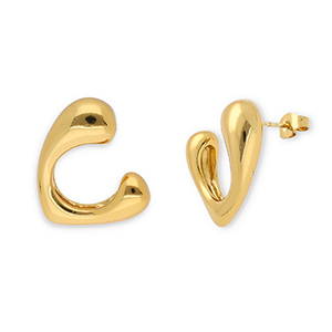 Oorbellen van Stainless steel Roestvrij staal (RVS) oorstekers heart Gold
