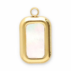 Bedels van Stainless steel Roestvrij staal (RVS) schelp rectangle Gold-white