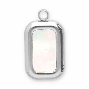 Bedels van Stainless steel Roestvrij staal (RVS) schelp rectangle Silver-white