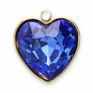 Bedels van Stainless steel Roestvrij staal (RVS) facet heart Gold-dark blue