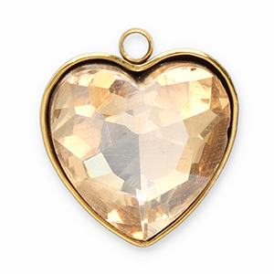 Bedels van Stainless steel Roestvrij staal (RVS) facet heart Gold-champagne