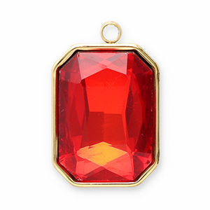 Bedels van Stainless steel Roestvrij staal (RVS) facet rectangle Gold-red