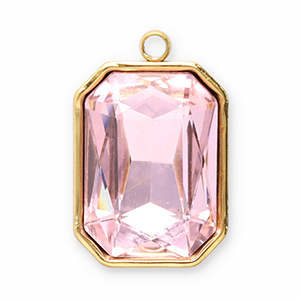 Bedels van Stainless steel Roestvrij staal (RVS) facet rectangle Gold-pink