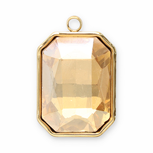 Bedels van Stainless steel Roestvrij staal (RVS) facet rectangle Gold-champagne