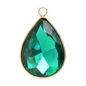 Bedels van Stainless steel Roestvrij staal (RVS) facet drop Gold-dark green