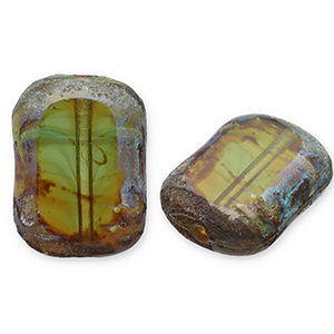 Tsjechische kralen TCB rectangle 12x9mm Peridot-topaz