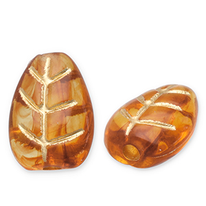 Kralen van acryl leaf Cognac brown-gold