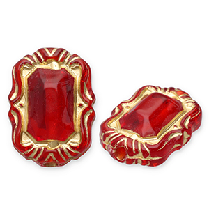 Kralen van acryl rectangle Red-gold