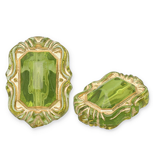 Kralen van acryl rectangle Olive green-gold