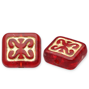 Kralen van acryl rectangle Red-gold