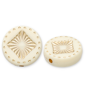 Kralen van acryl disc with square Off white-gold