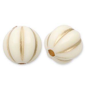 8 mm kralen van acryl round with lines Off white-gold
