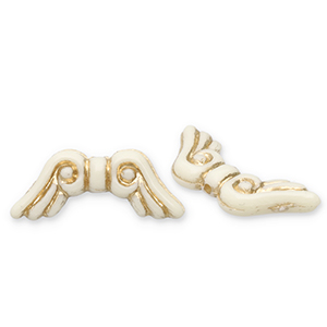 Kralen van acryl angel wings Off white-gold