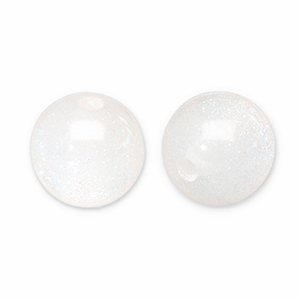 12 mm kralen van acryl met glitter White-turquoise