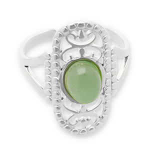 Ringen van Stainless steel Roestvrij staal (RVS) met natuursteen Silver-jade green