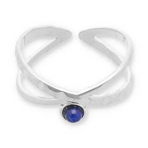 Ringen van Stainless steel Roestvrij staal (RVS) met natuursteen Silver-dark blue